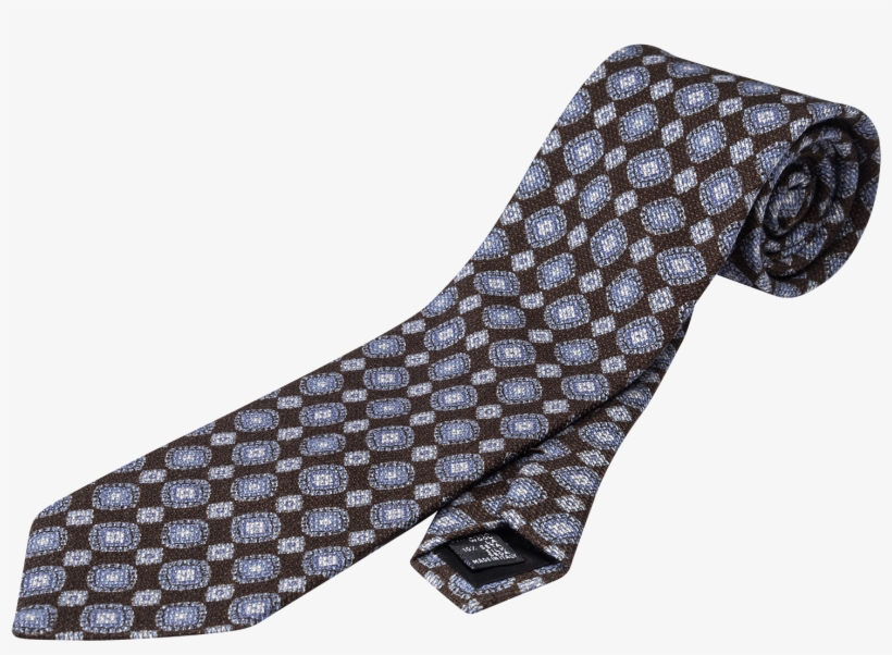 Oscar Jacobson Brown Dot Pattern Wool And Silk Tie - Roman Numerals, transparent png download