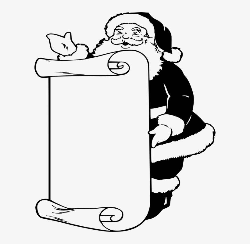Christmas List Png Christmas Wish List Santa - Santa Claus Black And White, transparent png download