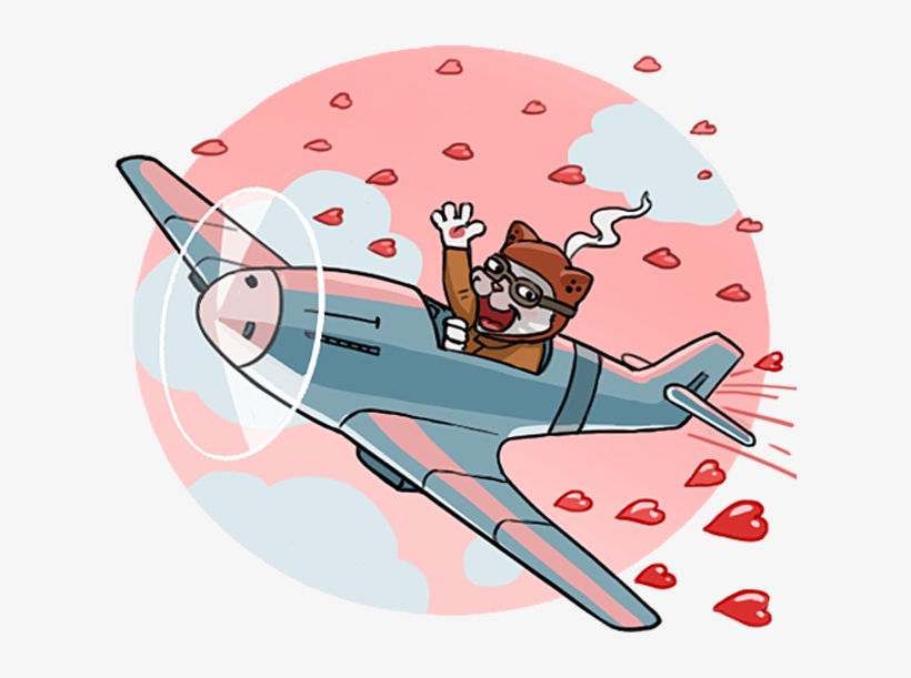 Kamikaze Cat Messages Sticker-1 - Telegram Pilot Stickers, transparent png download