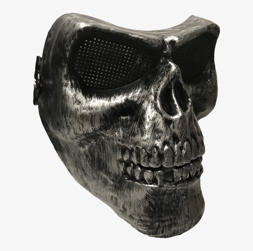 Full Face Silver Airsoft Skull Mask - Skull, transparent png download