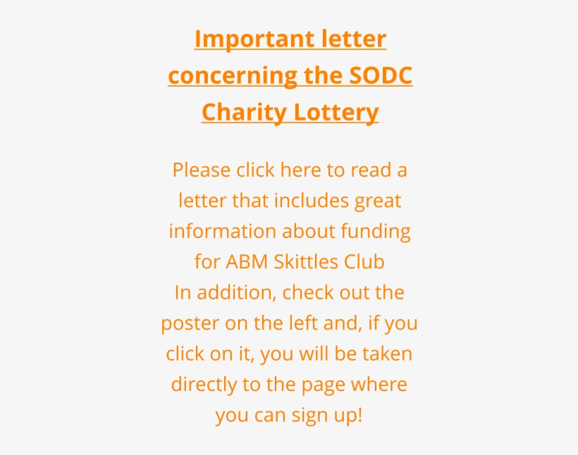 Important Letter Concerning The Sodc Charity Lottery - Information, transparent png download