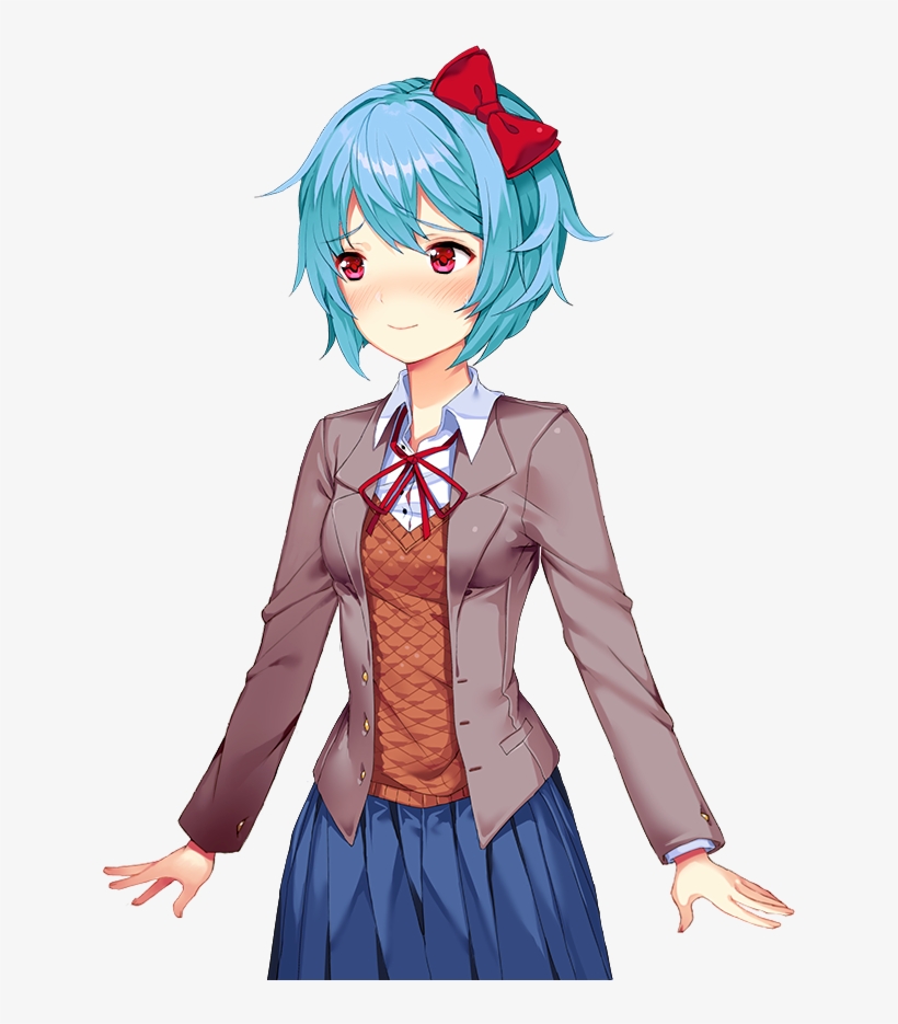 Edited Mediahave A Cinnamon Bun With Light Blue Hair - Cute Sayori, transparent png download