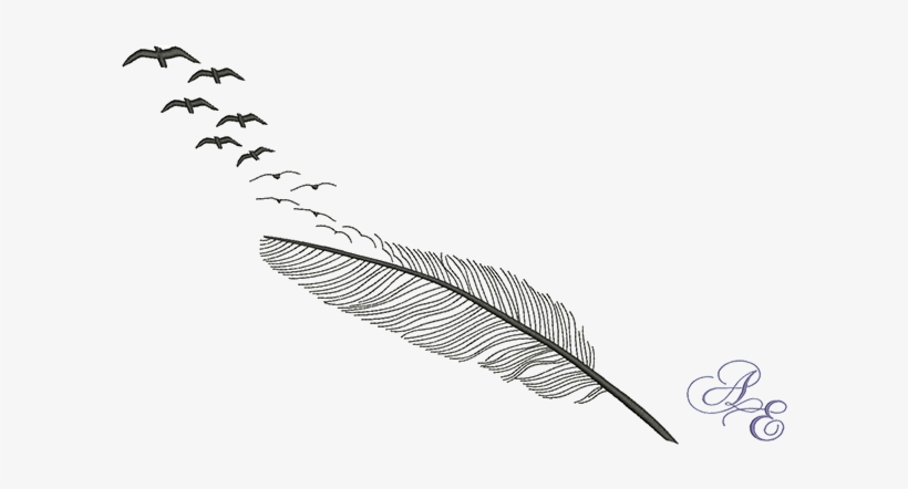 A Silhouette Feather Breaking Apart Into A Flock Of - Feather Into Birds Png, transparent png download