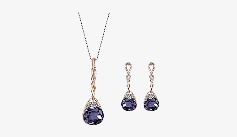 Ear Rings With Blue Stone - Teniu Fashion Amethyst Necklace Purple Crystal Pendant, transparent png download