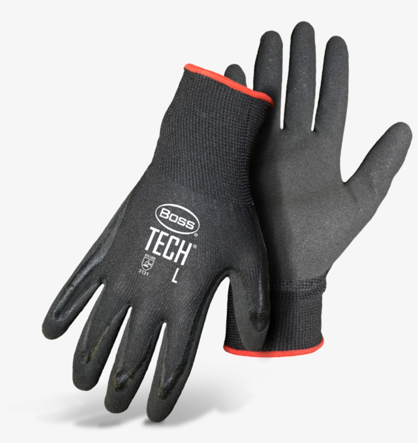 Boss Tech® Nylon Shell With Foam Nitrile Palm - Boss Black Nitrile, Large, transparent png download