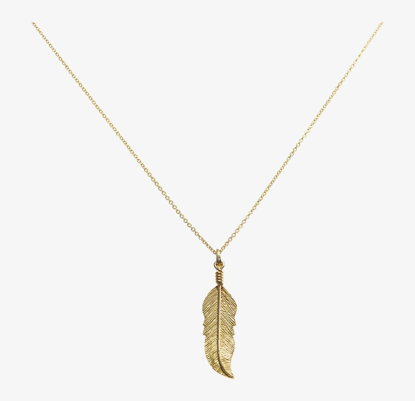 Feather Necklace Gold - Pendant, transparent png download