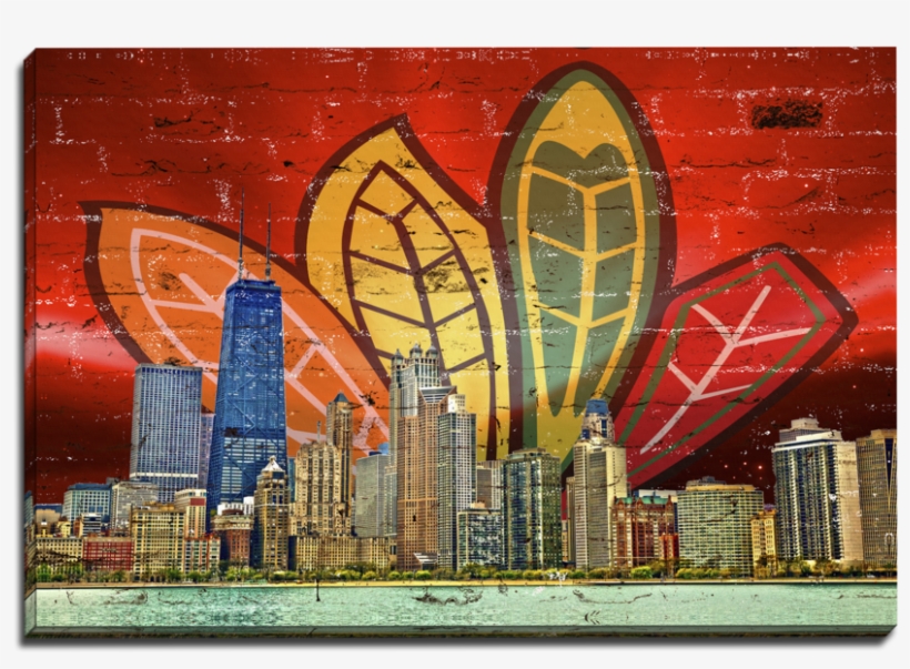Zapwalls Canvas Chi City Feather Canvas - Chicago Skyline Light Blue Chicago Flag Flag, transparent png download