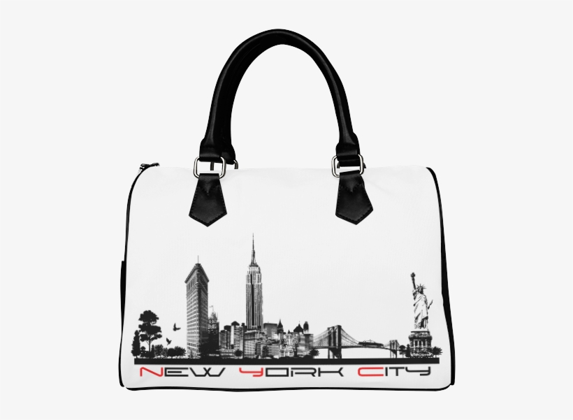 New York City Skyline 6 Boston Handbag - Skull Girl Boston Handbag, transparent png download
