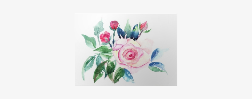 Decorative Roses Flowers, Watercolor Painting Poster - Watercolor Painting, transparent png download
