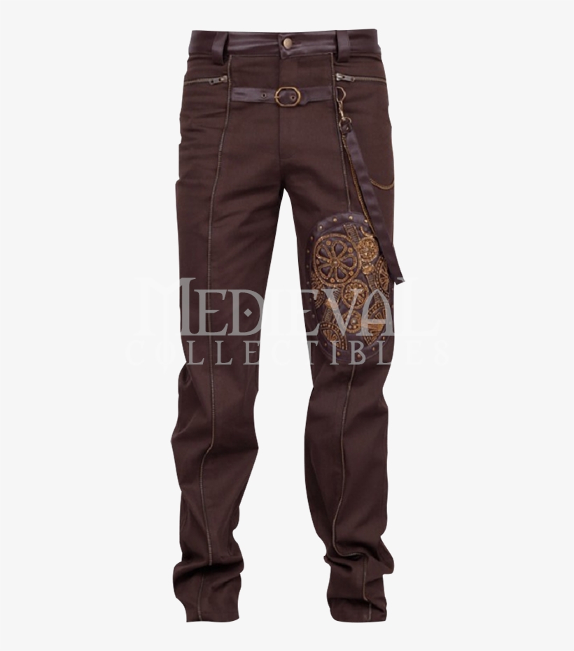 Steampunk Brown Gear Embroidery Strap Trousers - Pocket, transparent png download