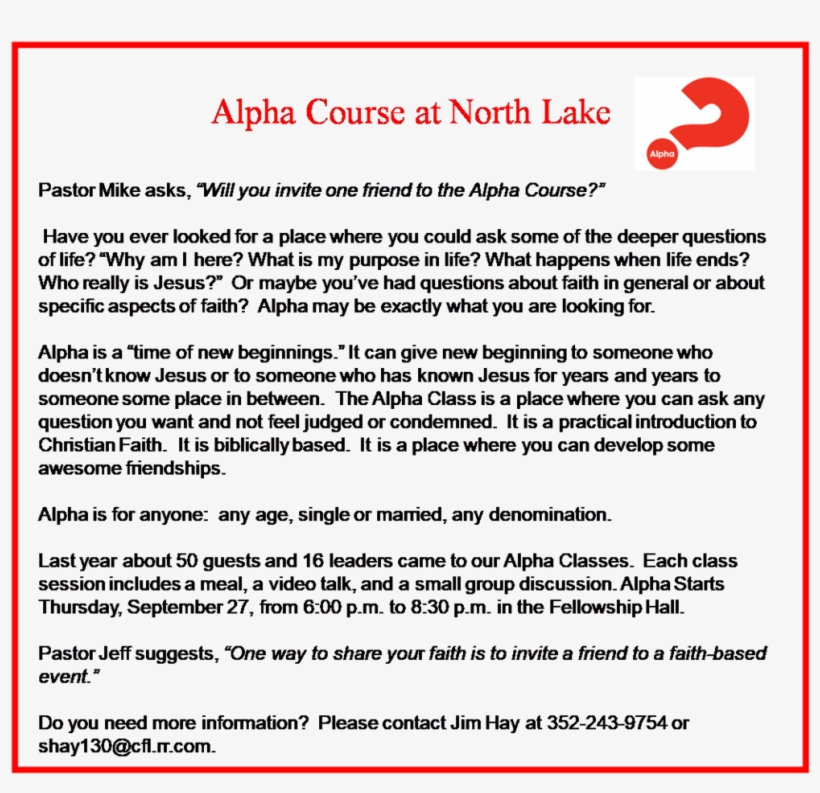 Alpha3 - North Lake Presbyterian Church, transparent png download