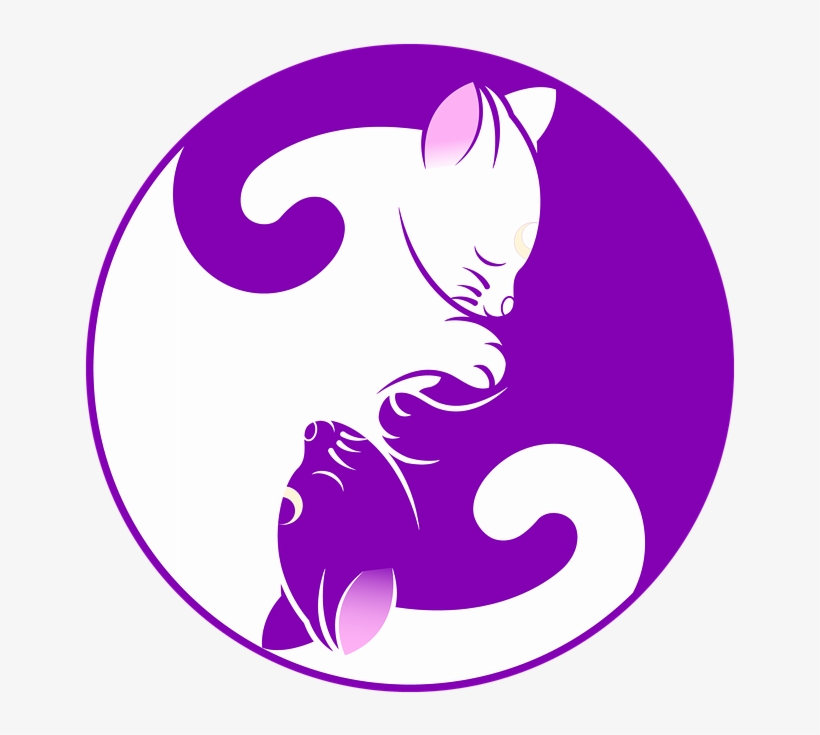 Cat, Yin Yang, Kitten, Symbol, Purple, Yin, Yang, Cute - Luna Artemis Yin Yang, transparent png download