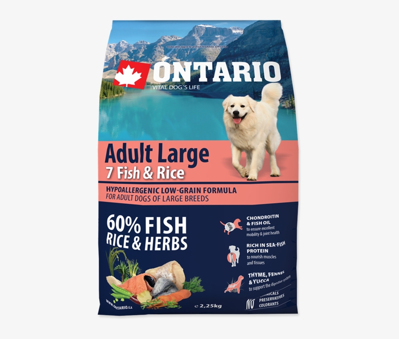 Ontario Adult Fish & Rice Large Breed 12 Kg, transparent png download