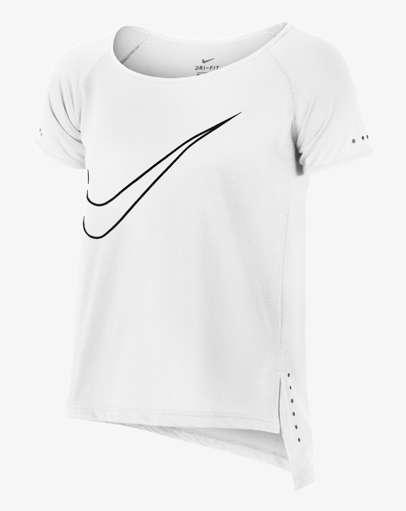 Nike Dry Big Kids' Running Top Size Medium (white) - Active Shirt, transparent png download