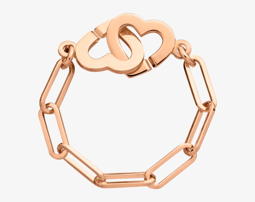 Dinh Van Small Double Coeurs R7 Gold Chain Ring - Or Rosé, transparent png download