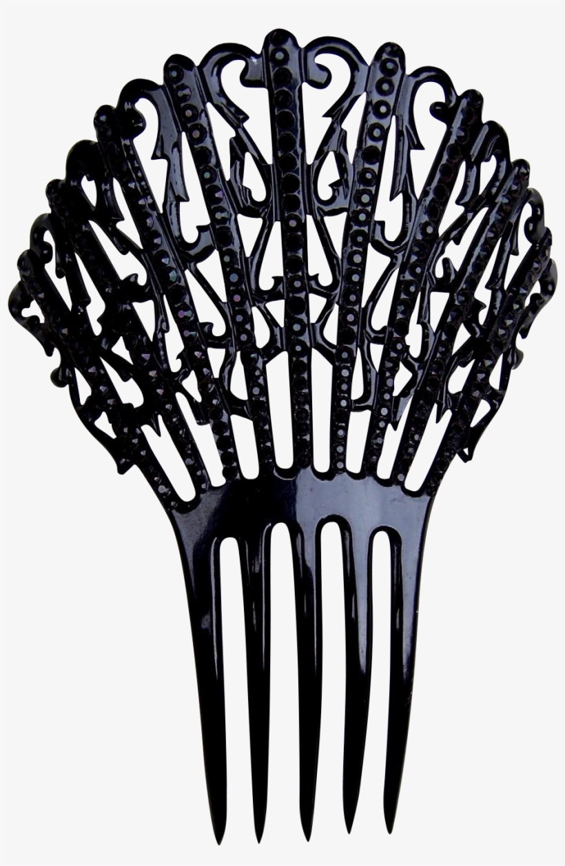 Victorian Mourning Hair Comb Black Celluloid French, transparent png download