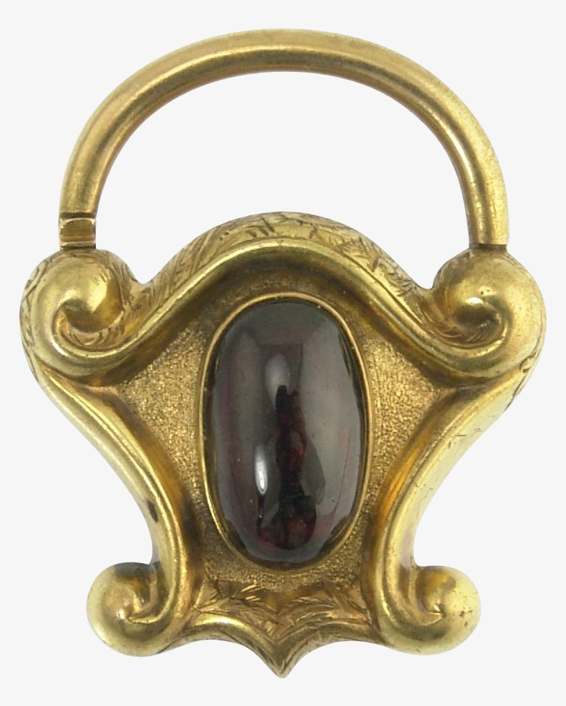 Antique Victorian Cabochon Garnet And 15k Gold Shield - Pendant, transparent png download