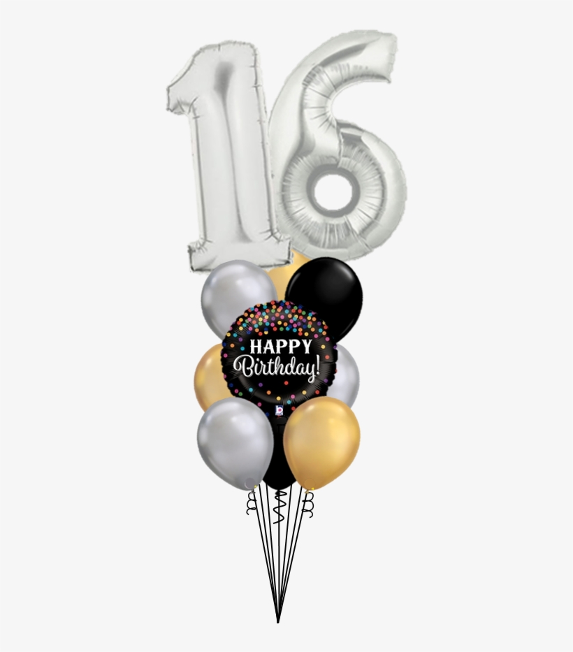 Custom Age Megaloon Birthday Confetti Balloon Bouquet - 18" Glitter Holographic Balloon Glittering Birthday, transparent png download