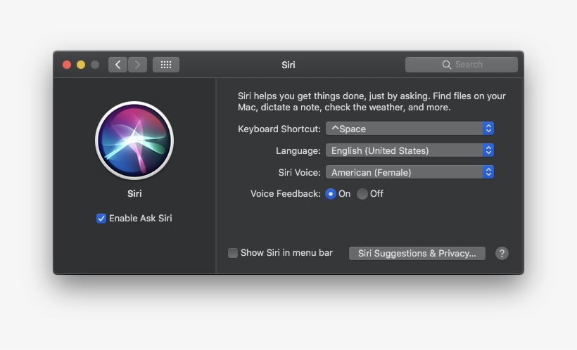 How To Set A Custom Siri Keyboard Shortcut - Siri On Mac, transparent png download