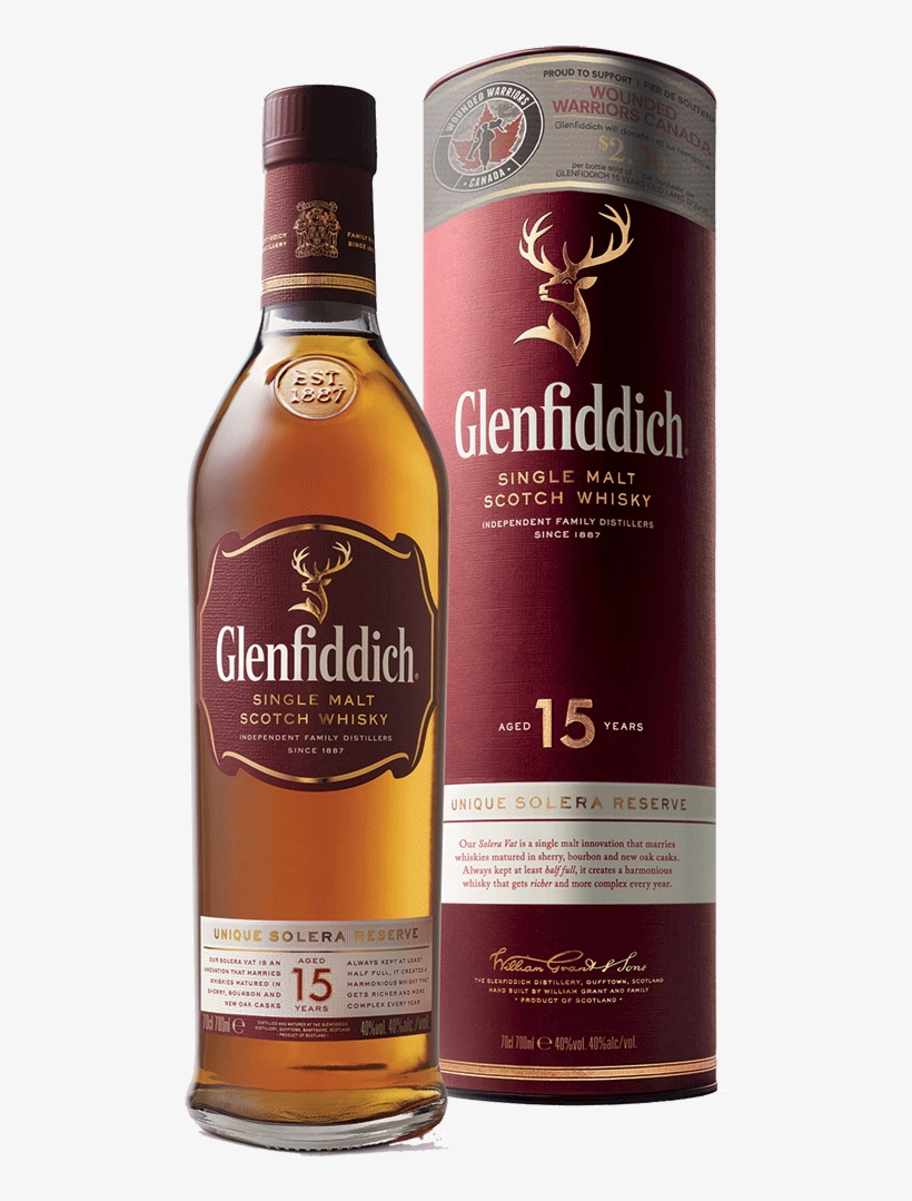Glenfiddich 15 Year Single Malt Scotch Whisky - Glenfiddich 15 Solera, transparent png download