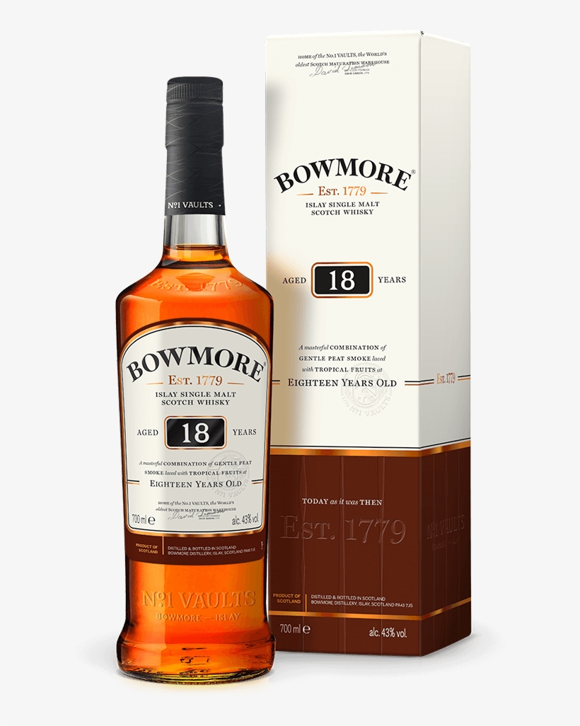 Bowmore 18 Year Old Islay Single Malt Scotch Whisky - Whisky Bowmore N 1, transparent png download