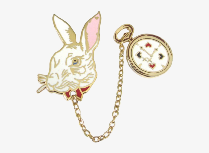 White Rabbit Pin Set With Chain - Heart, transparent png download