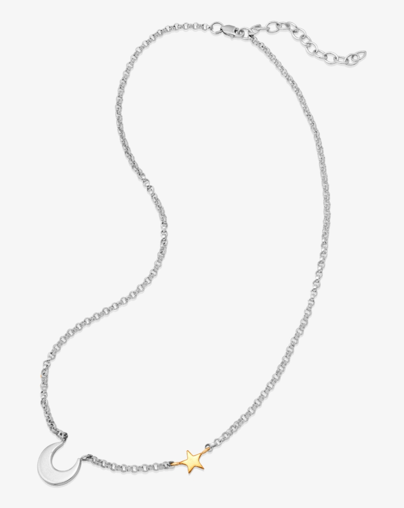 Crescent Gold Star Necklace - Necklace, transparent png download
