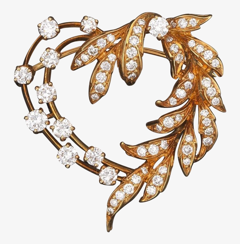 Stunning Kurt Wayne Diamond And Gold Heart Shaped Brooch - Brooch, transparent png download