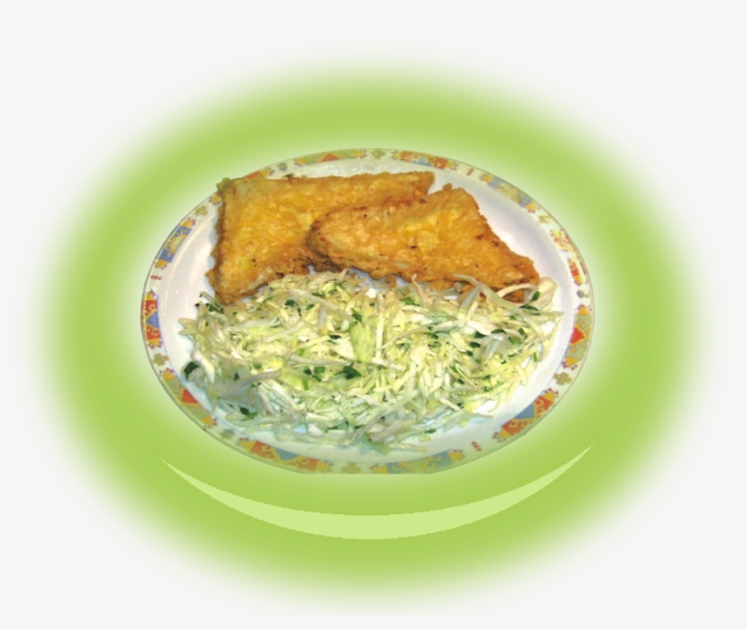 Breaded Pieces Of Yellow Cheese With Cabbage Garnish - Гарнитура За Паниран Кашкавал, transparent png download