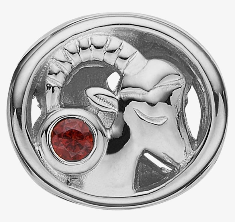 Capricorn, Silver Charm With Garnet, transparent png download