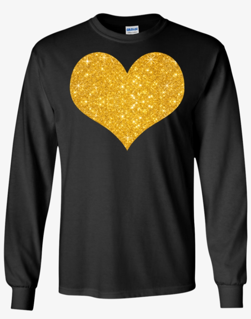 Gold Glitter Heart - T-shirt, transparent png download