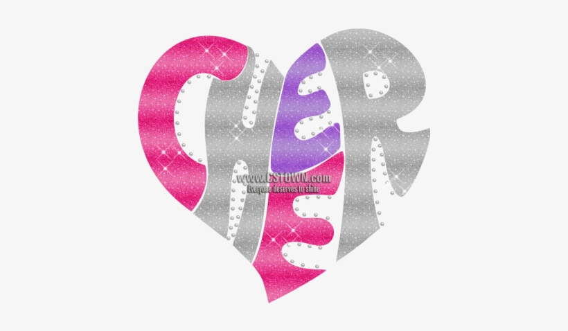 Heart Silhouette Cheer Iron On Glitter Transfer - Heart, transparent png download