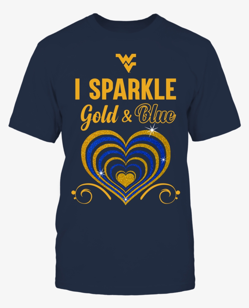 I Sparkle Gold & Blue Heart West Virginia Mountaineers - T-shirt, transparent png download