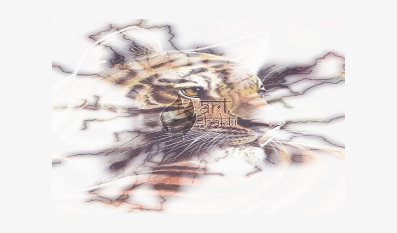 Tiger Watercolour Painting Lightning Effect - Embroidery, transparent png download