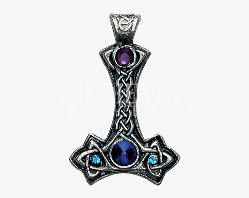 Jeweled Thor's Hammer Necklace - Thor's Hammer Nordic Lights Pendant Necklace, transparent png download
