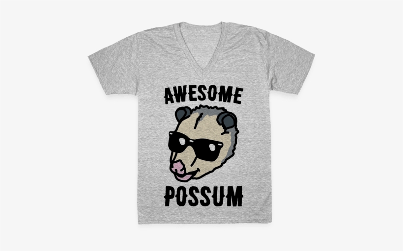 Awesome Possum V-neck Tee Shirt - T-shirt, transparent png download