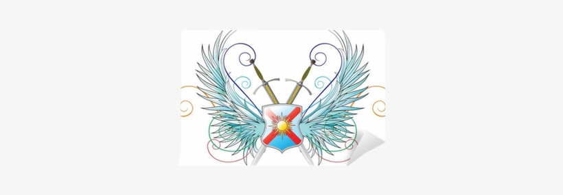 Wings, Shield And Crossed Swords Wall Mural • Pixers® - Crossed Swords And Shield, transparent png download