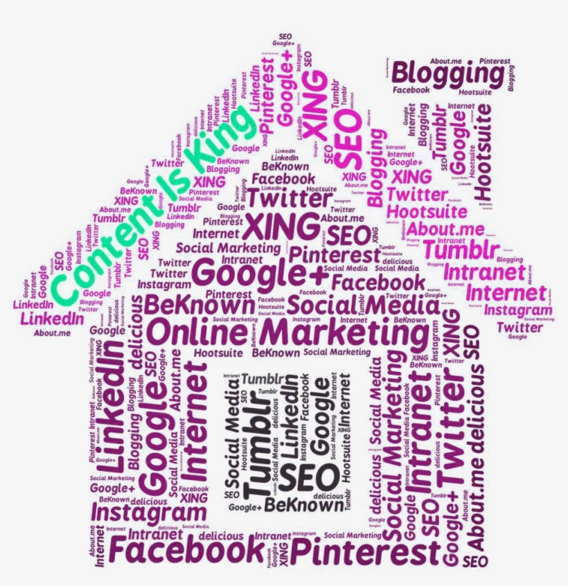 Online Marketing Png Transparent Image - Content-is-king Word-cloud Social Media Text Faceb, transparent png download