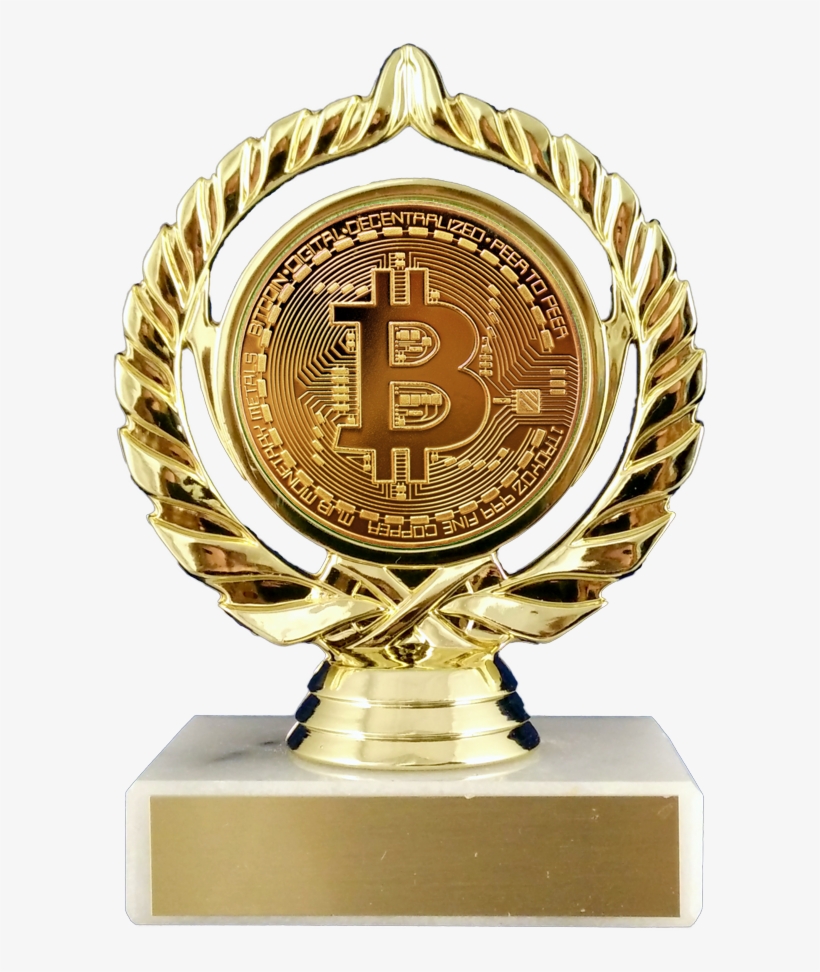 Bitcoin Logo Trophy On Flat White Marble - Marble, transparent png download