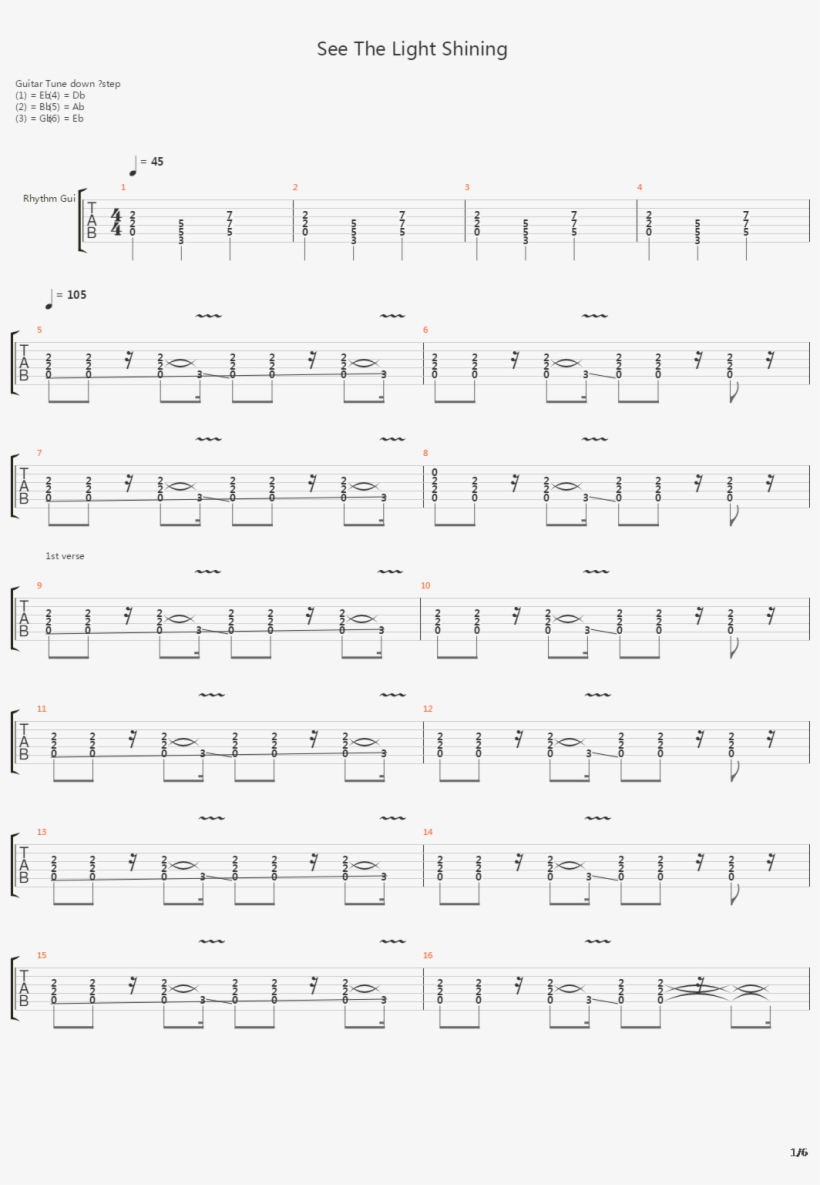 See The Light Shining吉他谱 - Sheet Music, transparent png download