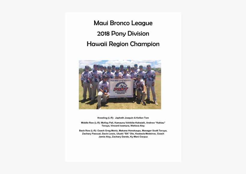 Maui Pony 14u Hawaii State Champs Right On - Hawaii, transparent png download