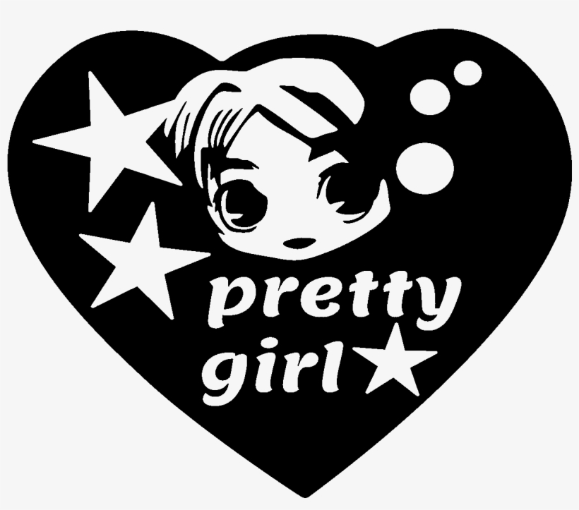 Sticker Jolie Fille Manga Dans Un Coeur Ambiance Sticker - Illustration, transparent png download
