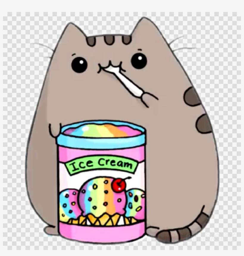 Pusheen Eating Ice Cream Clipart Ice Cream Pusheen - Dibujos Kawaii De Gatitos, transparent png download