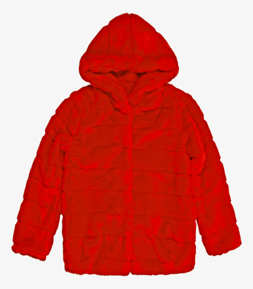 Goldie Ii Red Hooded Faux Fur Jacket - Sweatshirt, transparent png download