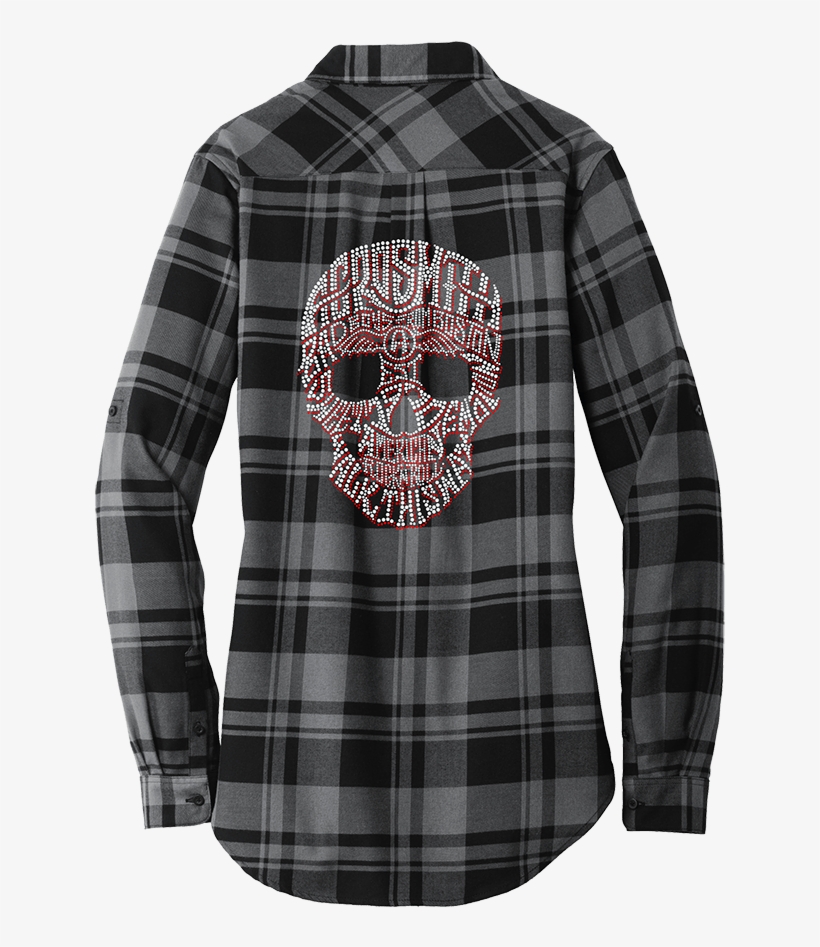 Bling Skull Flannel Tunic - Black Women Plaid, transparent png download