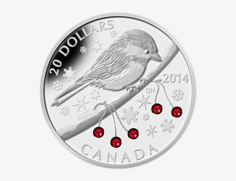 Fine Silver Coin - 2014 Fine Silver 20 Dollar Coin - Crystal Series: Chickadee, transparent png download