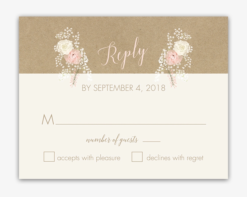 Kraft Wedding Rsvp Card Bohemian Antler Floral Wreath, transparent png download