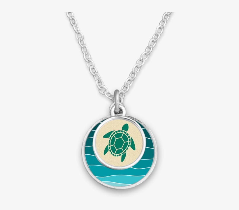 Turtle On The Beach Double Circle Necklace - Pendant, transparent png download