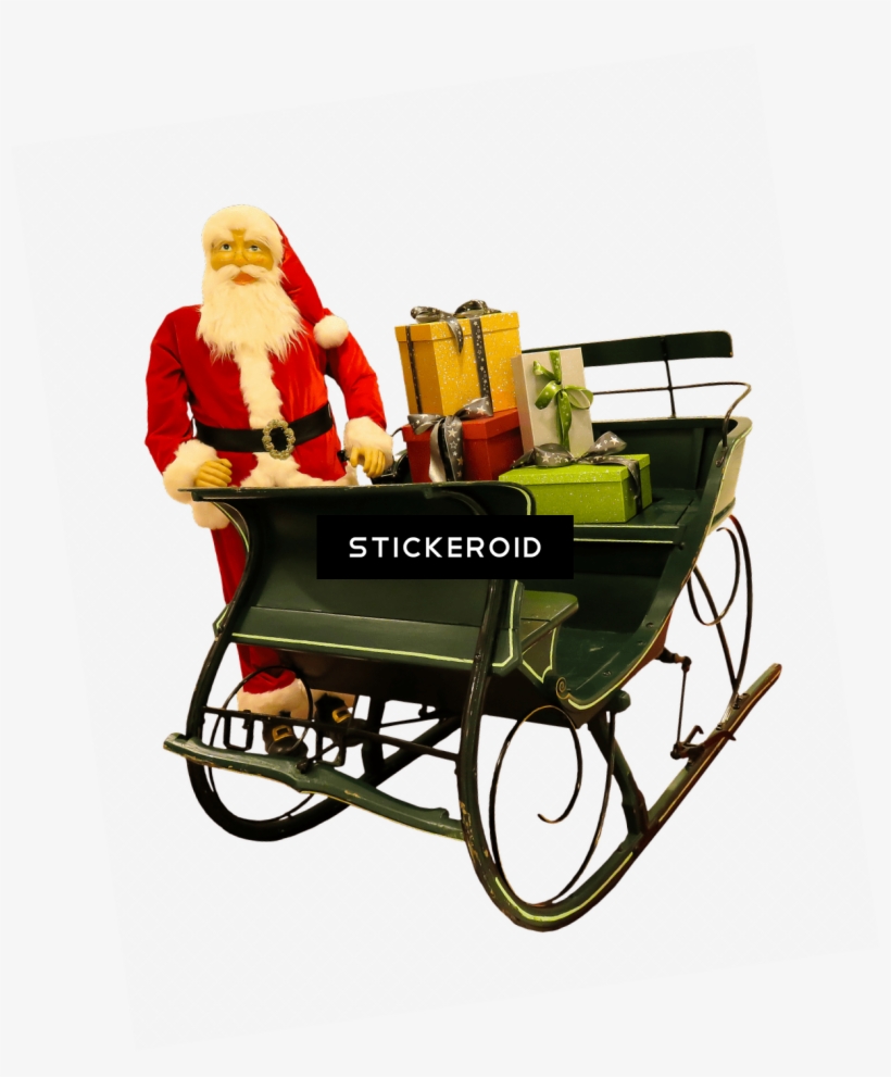 Santa Claus Puppet Next To Sleigh, transparent png download