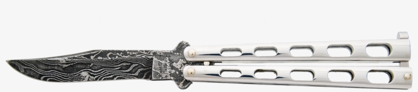 5" Stainless Steel Handle Butterfly W/ Damascus Blade - Rifle, transparent png download